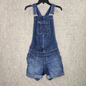 Gap Denim Maternity Overall Shorts XS Blue Cotton